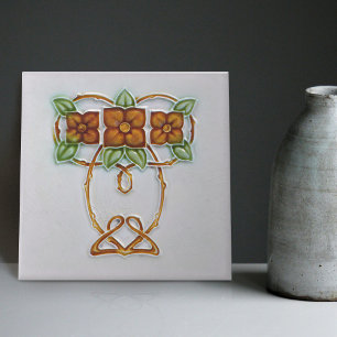 Bloemige wanddecoratie Art Nouveau Vintage Deco Tegeltje