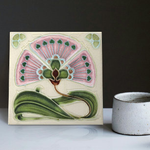 Bloemige wanddecoratie Art Nouveau Vintage Deco Tegeltje