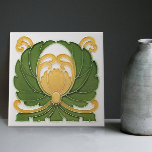 Bloemige wanddecoratie Art Nouveau Vintage Duitse Tegeltje