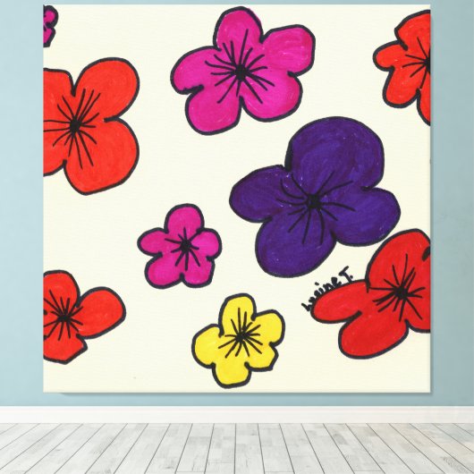 Bloemige wandkunst canvas afdruk (Insitu (Houten vloer))