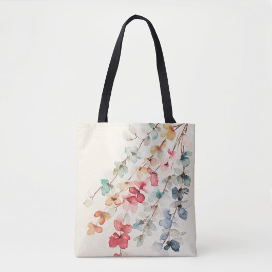 Bloemige Waterfail All-Over-Print Tote Bag (Voorkant)