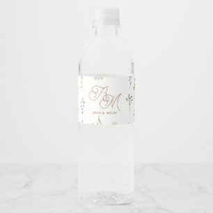 Bloemige waterfleslabel waterfles etiket