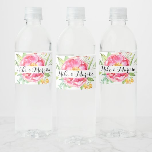 Bloemige Waterfleslabels Waterfles Etiket (Flessen)