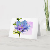 Bloemige waterverf blauwe chiffon roos valentijnsd feestdagen kaart (Voorkant)