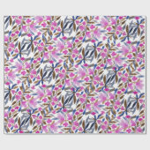 Bloemige waterverf in roze Venetiaans blauw ceder Cadeaupapier (Vlak)