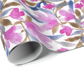 Bloemige waterverf in roze Venetiaans blauw ceder Cadeaupapier (Rol Hoek)