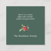 Bloemige waterverf Kerstmis Vierkante Visitekaartje (Achterkant)