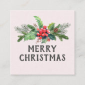Bloemige waterverf Kerstmis Vierkante Visitekaartje (Voorkant)