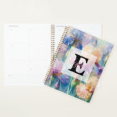Bloemige waterverf monogram paarse iris bloemen planner (Display)