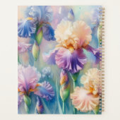 Bloemige waterverf monogram paarse iris bloemen planner (Achterkant)