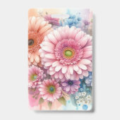 Bloemige waterverf monogram roze gerbera madeliefj badge (Achterkant)