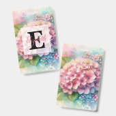 Bloemige waterverf monogram roze hortensia badge (Voor- en achterkant)