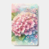 Bloemige waterverf monogram roze hortensia badge (Achterkant)