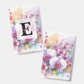 Bloemige waterverf monogram roze orchidee bloemen badge (Voor- en achterkant)