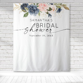 Bloemige Waterverf Roze Marine Trouw Bruiloft Wandkleed