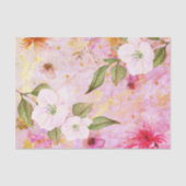  bloemige waterverf & script op roze & goud tissuepapier (Voorkant)