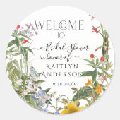 Bloemige Waterverf Wilde Bloemen Bruidsontvangst B Ronde Sticker (Voorkant)