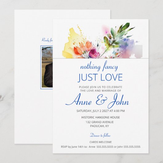 Bloemige waterverf zachte pastel  kaart (Voorkant / Achterkant)