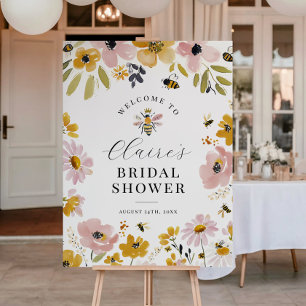 Bloemige Welkomstbord voor Bruidsdiner van de Bije Poster