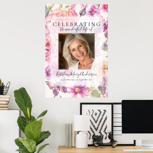 Bloemige welkomstgroet ter nagedachtenis poster (Thuiskantoor)