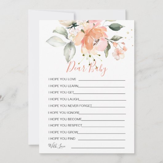 Bloemige Wensen voor Baby Shower Spel Uitnodiging (Voorkant)