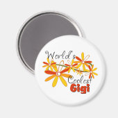 Bloemige Werelds Coolste Gigi Magneet (Voorkant / Achterkant)