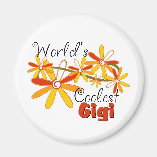 Bloemige Werelds Coolste Gigi Magneet (Voorkant)