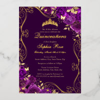 Bloemige Wervelende Vlinder Paarse Quinceanera