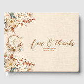 Bloemige Westelijke Top Monogram Bruiloft Gastenboek (Voorkant)