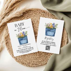 Bloemige Western Denim Zak Baby In Bloom Shower Kaart
