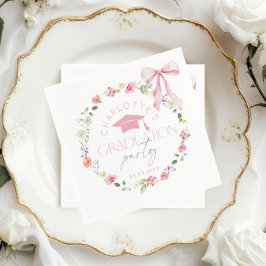 Bloemige Widflower Roze Strik Afstudeerfeest Servet