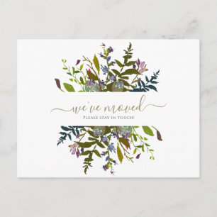 Bloemige Wij zijn verhuisd Script Watercolor Aanko Briefkaart