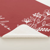 Bloemige wijnrode deken, cadeau met eigen naam voo sherpa deken (3/4)