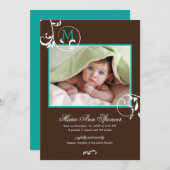 Bloemige Wijnstok Monogram Foto Geboorte Aankondig Aankondiging (Voorkant / Achterkant)