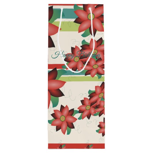  bloemige wijnzak wijn cadeautas (Achterkant)