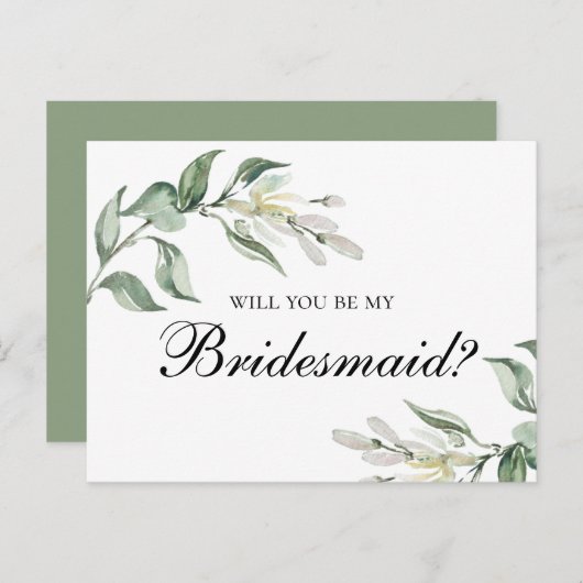 Bloemige 'Wil je mijn bruidsmeisje zijn. Zomer bru Uitnodiging Briefkaart (Voorkant / Achterkant)