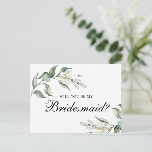 Bloemige 'Wil je mijn bruidsmeisje zijn. Zomer bru Uitnodiging Briefkaart (Staand voorkant)