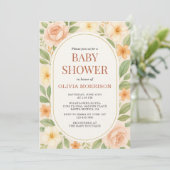 Bloemige Wilde Bloem All-in-One QR-code Baby Showe Kaart (Staand voorkant)