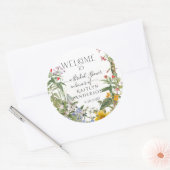 Bloemige Wilde Bloem Aquarel Welkom Bruidsborrel Ronde Sticker (Envelop)