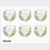 Bloemige Wilde Bloem Aquarel Welkom Bruidsborrel Ronde Sticker (Vel)