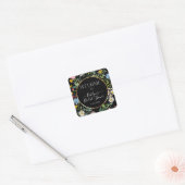 Bloemige Wilde Bloem Boho Welkom Zwarte Bruids Sho Vierkante Sticker (Envelop)