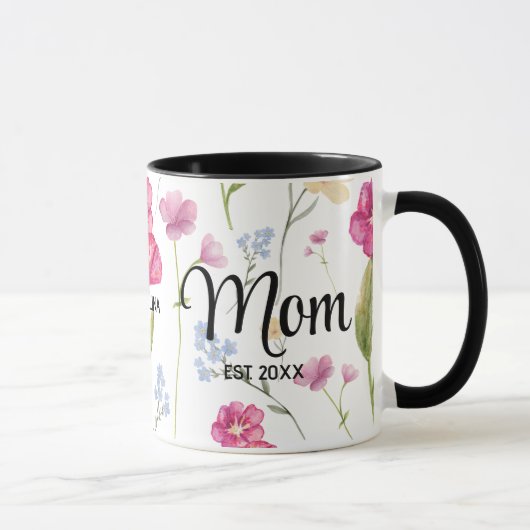 Bloemige Wilde Bloem Nieuwe Moeder Cadeau Moeder G Mok (Rechts)