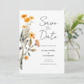 Bloemige Wilde Bloem Plat Bewaar De Datum Kaart (Staand voorkant)
