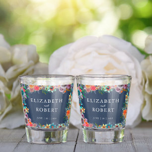 Bloemige Wilde Bloemen Aquarel Trouw Favor Shot Glas