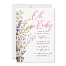 Bloemige Wilde Bloemen Baby Shower in Stof Roze