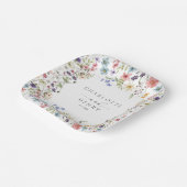 Bloemige Wilde Bloemen Eenvoudige Bruiloft Papieren Bordje (Gebogen)