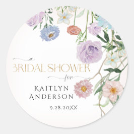 Bloemige Wilde Bloemen Lente Roze Bruiloft Bridal  Ronde Sticker