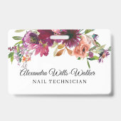 Bloemige wilde bloemen nageltechnicus  badge (Achterkant)