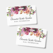 Bloemige wilde bloemen nageltechnicus  badge (Voor- en achterkant)