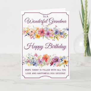 Bloemige Wilde Bloemen Oma Verjaardag Kaart